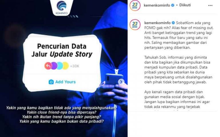 imbauan kominfo mengenai fitur add yours Instagram